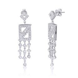 18KT White Gold Diamond Chandelier Earrings -# 6582