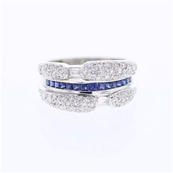 18KT White Gold Ladies Diamond and Gemstone Ring -# 9725