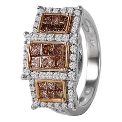 14KT Two Tone Gold Diamond Ring -# 6636