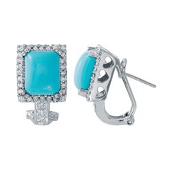 14KT White Gold Ladies Diamond and Gemstone Earrings -# 9391