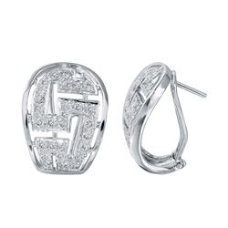 18KT White Gold Diamond Huggie Earrings -# 6593-1