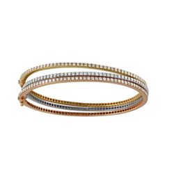 Set of 3 14KT Tri-Gold Diamond Bangles -# 6471