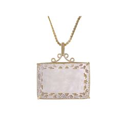 14-18KT Mother of Pearl Gambling Chip Necklace -# 190