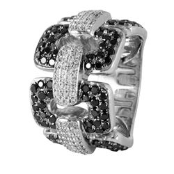 14KT White Gold Black and White Diamond Ring -# 386