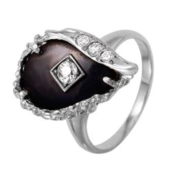 14KT White Gold Onyx and Diamond Ring -# 1082