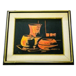 Cay Schoodt Framed Two Bowls and Vase Oil Circa 1930's -# 1747