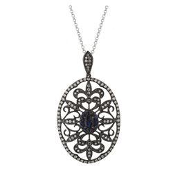 14KT White Gold Gemstone Pendant With Chain -# 6234