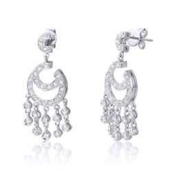 14KT White Gold Diamond Chandelier Earrings -# 6581-1