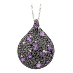 14KT White Gold Gemstone Pendant With Chain -# 6077-1