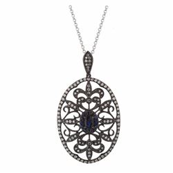 14KT White Gold Gemstone Pendant With Chain -# 6234-1