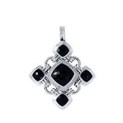David Yurman Silver Black Onyx Diamond Pendant -# 501