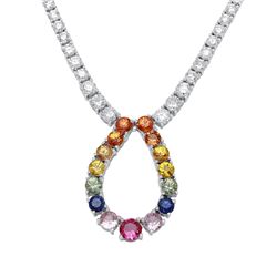 18KT White Gold Ladies Diamond and Gemstone Necklace -# 10549