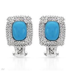 14KT White Gold Ladies Diamond and Gemstone Earrings -# 9075