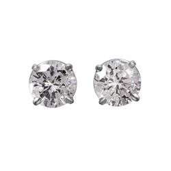 14KT White Gold Diamond Stud Earrings -# 1652