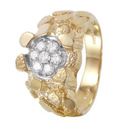 14KT Yellow Gold Nugget Diamond Ring  -# 1133