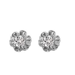 14KT White Gold Diamond Stud Earrings -# 1834