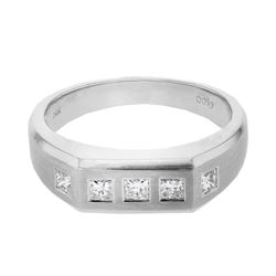 14KT White Gold Mens Diamond Ring -# 9481