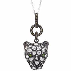 14KT White Gold Gemstone Pendant With Chain -# 6358