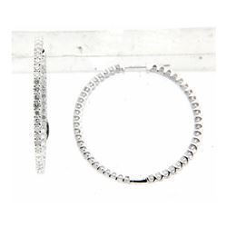 14KT White Gold Ladies Diamond Hoop Earrings -# 10137