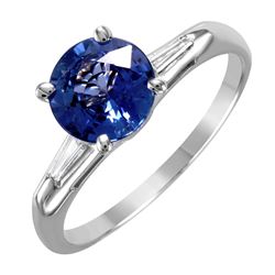 14KT White Gold Tanzanite & Diamond Ring -# 174