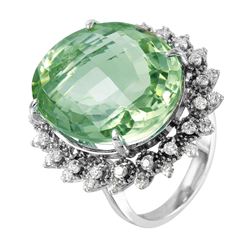 14KT White Gold Amethyst & Diamond Ring -# 1365