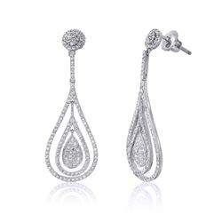 14KT White Gold Diamond Dangle Earrings  -# 6550