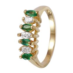 14KT Yellow Gold Emerald and Diamond Ring -# 1097
