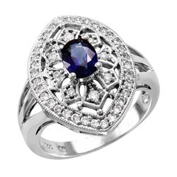 14KT White Gold Sapphire & Diamond Ring -# 2088
