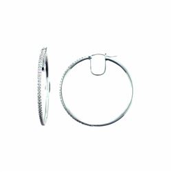 14KT White Gold Ladies Diamond Hoop Earrings -# 9760