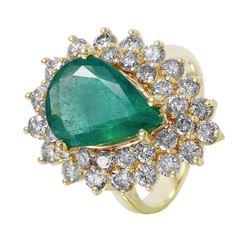 14KT Yellow Gold Emerald and Diamond Ring -# 1489