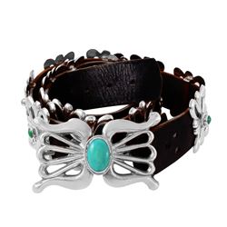 Native American Turquoise Silver Concho Belt -# 1569