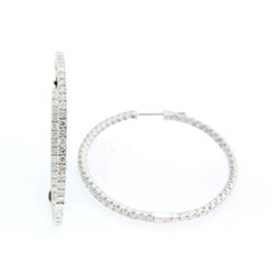 14KT White Gold Ladies Diamond Hoop Earrings -# 10179