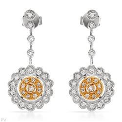 14KT Two Tone Gold  Ladies Diamond Earrings -# 9224