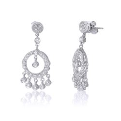 18KT White Gold Diamond Chandelier Earrings -# 6584