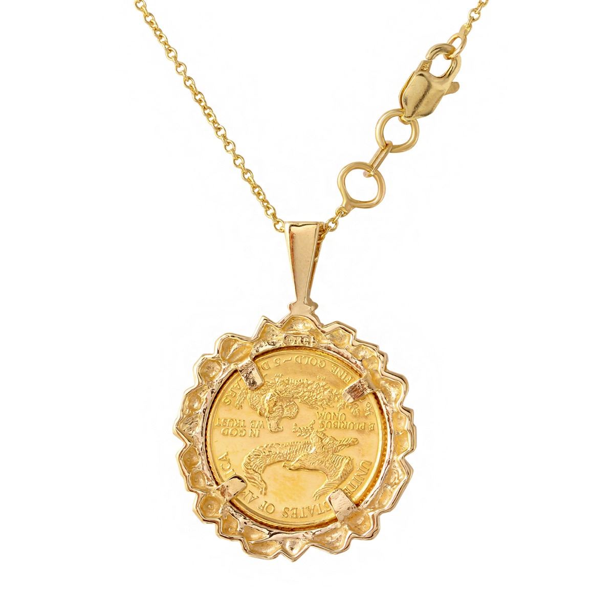 14KT Yellow Gold Diamond Coin Necklace 1885
