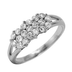 14KT White Gold Diamond Cluster Ring -# 46