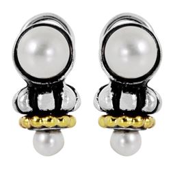 LAGOS Caviar Sterling Silver 18KT Gold Earrings -# 564