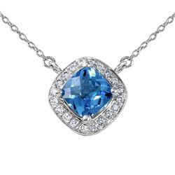 14KT White Gold Topaz & Diamond Necklace  -# 2014-13