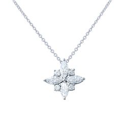 18KT White Gold Ladies Slider with Chain  -# 6738-1