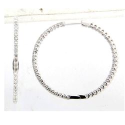 14KT White Gold Ladies Diamond Hoop Earrings -# 9910