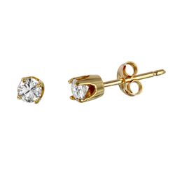 14KT Yellow Gold Diamond Stud Earrings -# 923