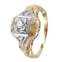 14KT Two Tone Gold Diamond Ring -# 1356