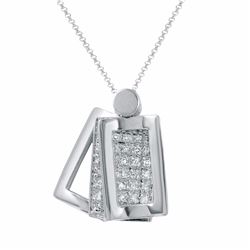 14KT White Gold Ladies Diamond Slider with Chain -# 8856