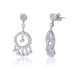 18KT White Gold Diamond Chandelier Earrings -# 6584-1