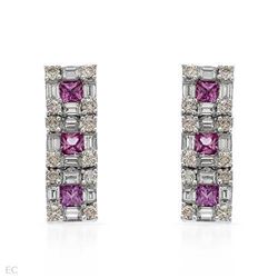 14KT White Gold Ladies Diamond and Gemstone Earrings -# 10269