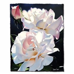 "Two White Roses" Limited Edition Giclee by Brian Davis, Numbered and Hand Signed with Certificate o