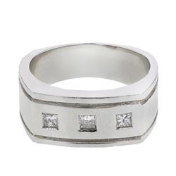14KT White Gold Mens Diamond Ring -# 9296
