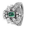 Image 1 : 14KT White Gold Diamond and Emerald Ring -# 385