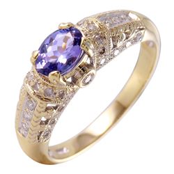 14KT Yellow Gold Tanzanite & Diamond Ring -# 21