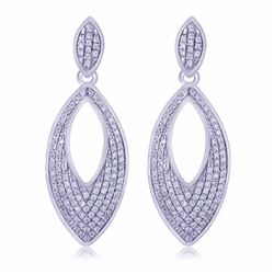 14KT White Gold Ladies Diamond Earrings -# 8690